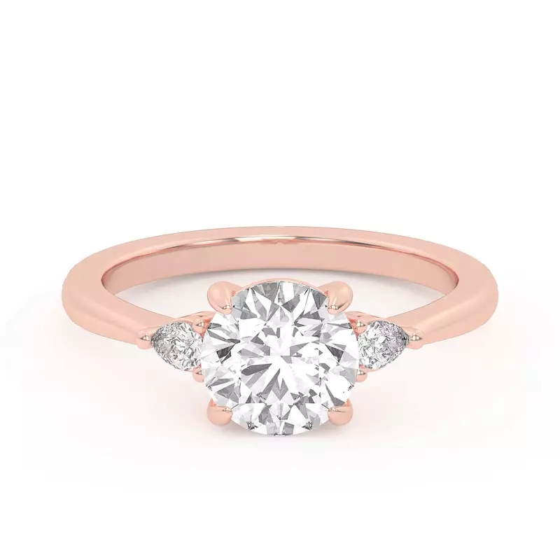 14K Rose Gold Kelsey Pear Diamond Three-Stone Engagement Ring