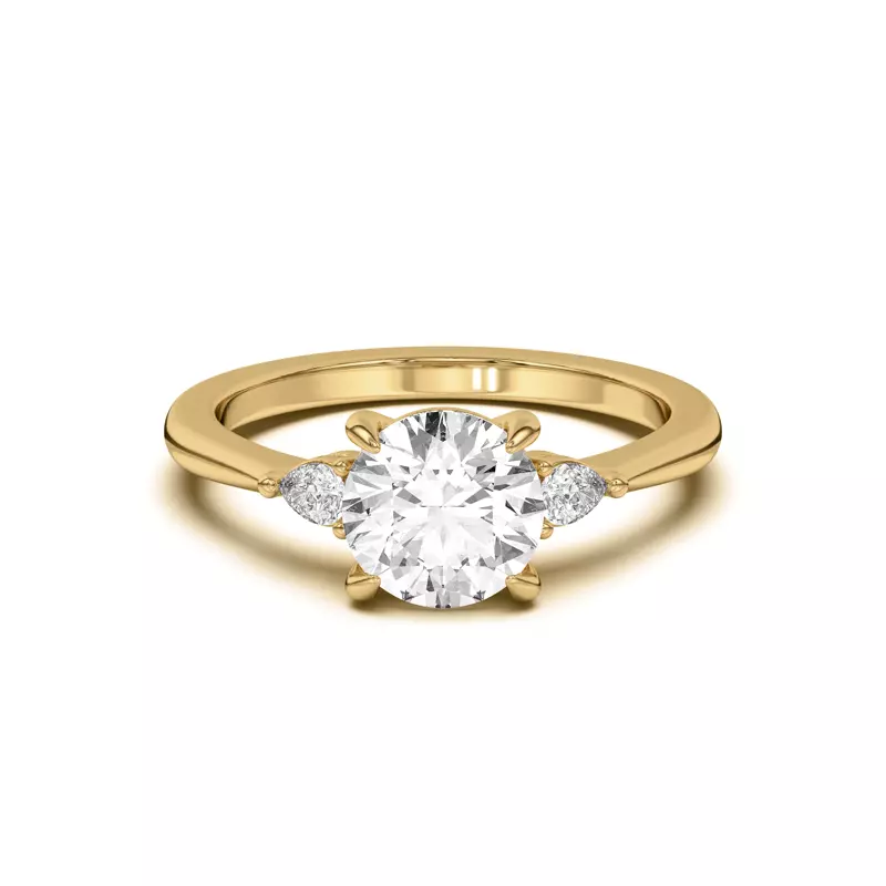 14K Yellow Gold Kelsey Pear Diamond Three-Stone Engagement Ring