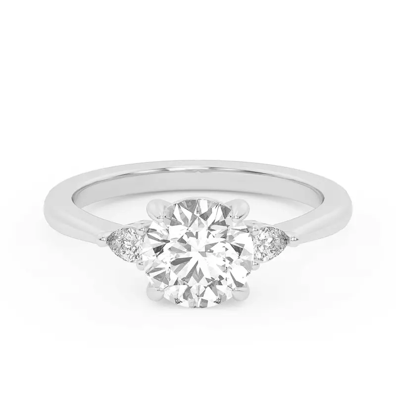 18K White Gold Kelsey Pear Diamond Three-Stone Engagement Ring