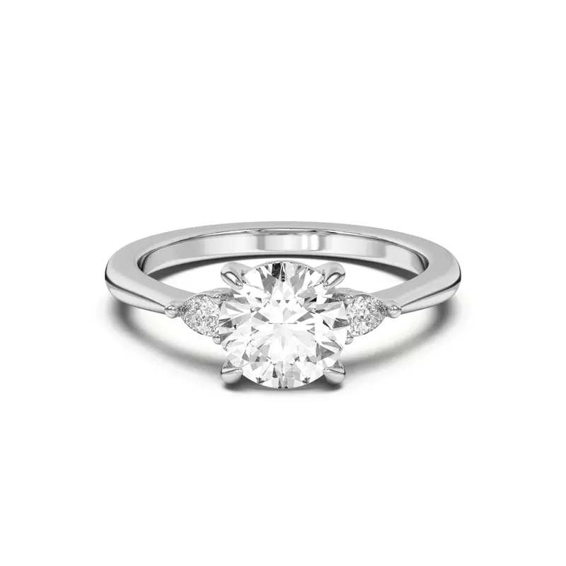 Platinum Kelsey Pear Diamond Three-Stone Engagement Ring