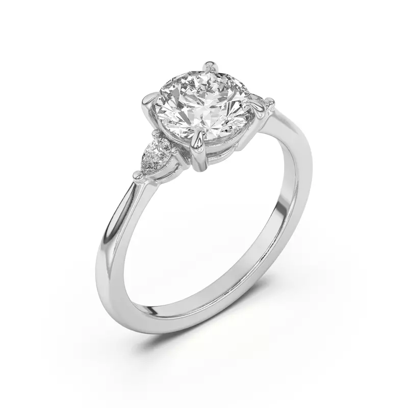 Platinum Kelsey Pear Diamond Three-Stone Engagement Ring