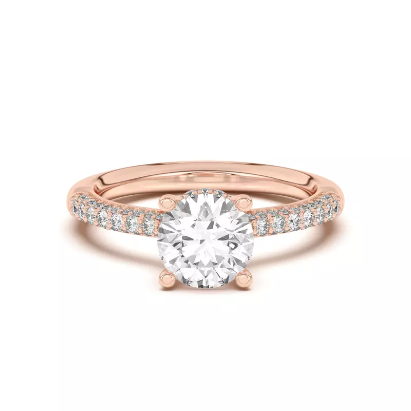 14K Rose Gold Ivana Triple Row Diamond Halo Ring With Bezel Accent Engagement Ring
