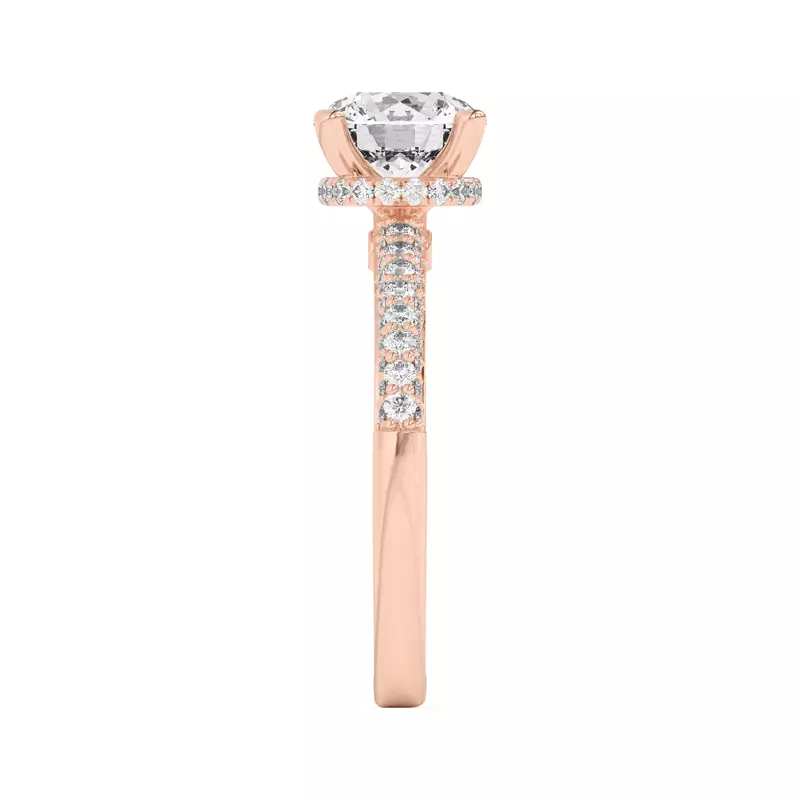 14K Rose Gold Ivana Triple Row Diamond Halo Ring With Bezel Accent Engagement Ring