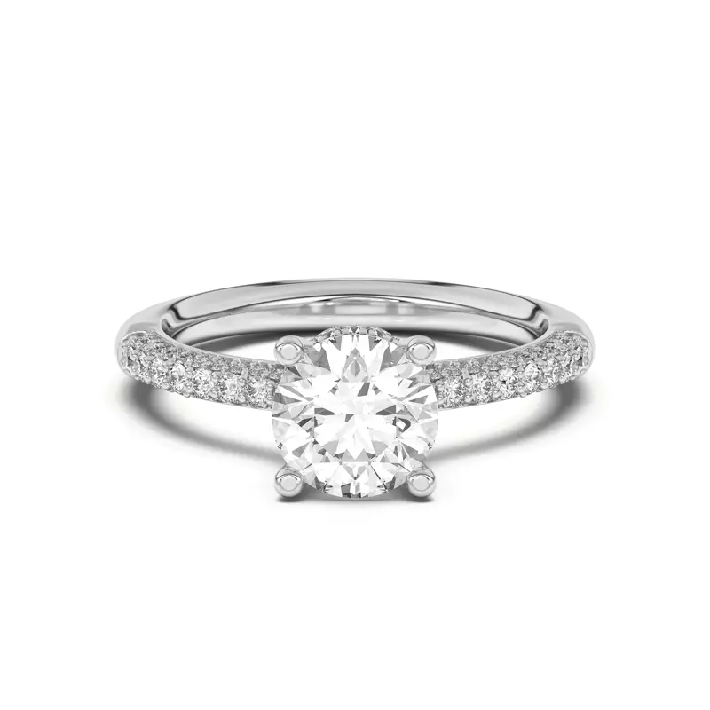 14K White Gold Ivana Triple Row Diamond Halo Ring With Bezel Accent