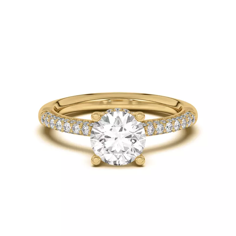 18K Yellow Gold Ivana Triple Row Diamond Halo Ring With Bezel Accent Engagement Ring