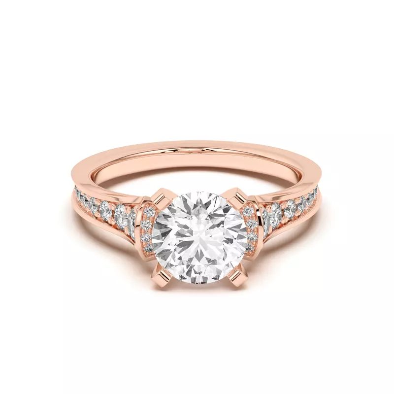 14K Rose Gold Bria Graduated Wide Cathedral Engagement Ring