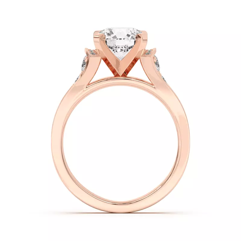 14K Rose Gold Bria Graduated Wide Cathedral Engagement Ring