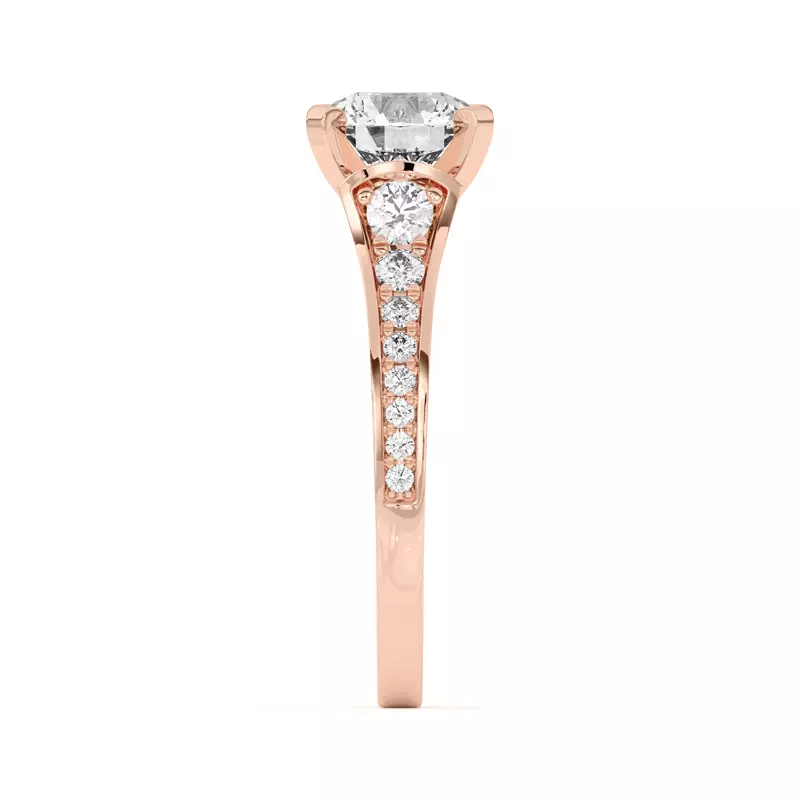 14K Rose Gold Bria Graduated Wide Cathedral Engagement Ring