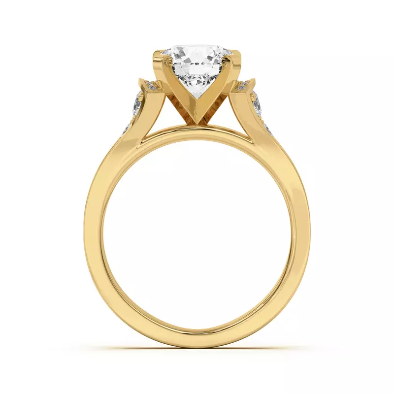 14K Yellow Gold Bria Graduated Wide Cathedral Engagement Ring