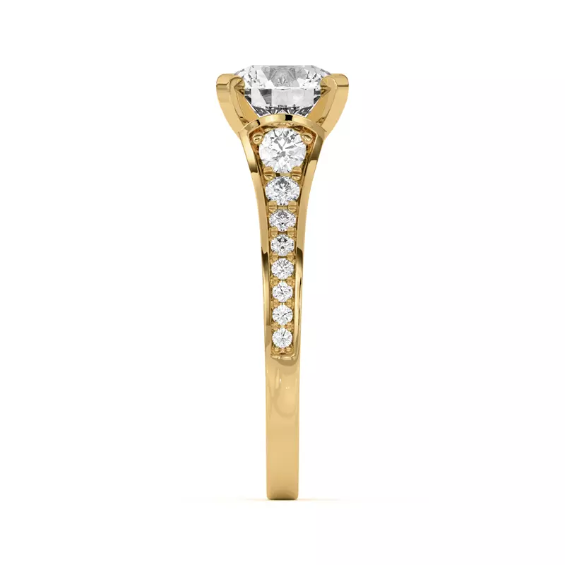 14K Yellow Gold Bria Graduated Wide Cathedral Engagement Ring