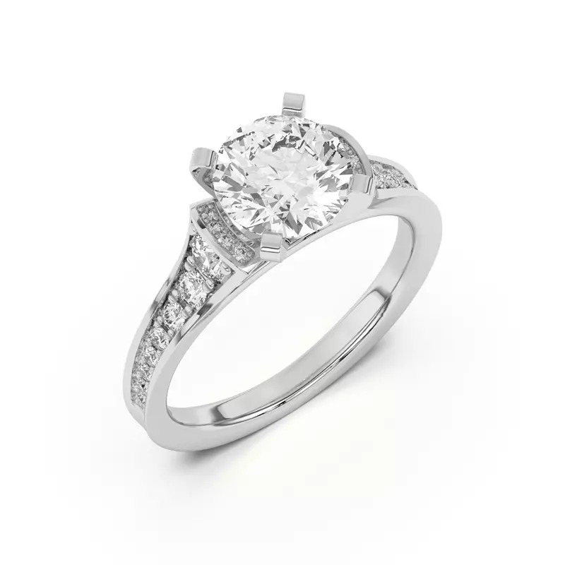 Platinum Bria Graduated Wide Cathedral Engagement Ring