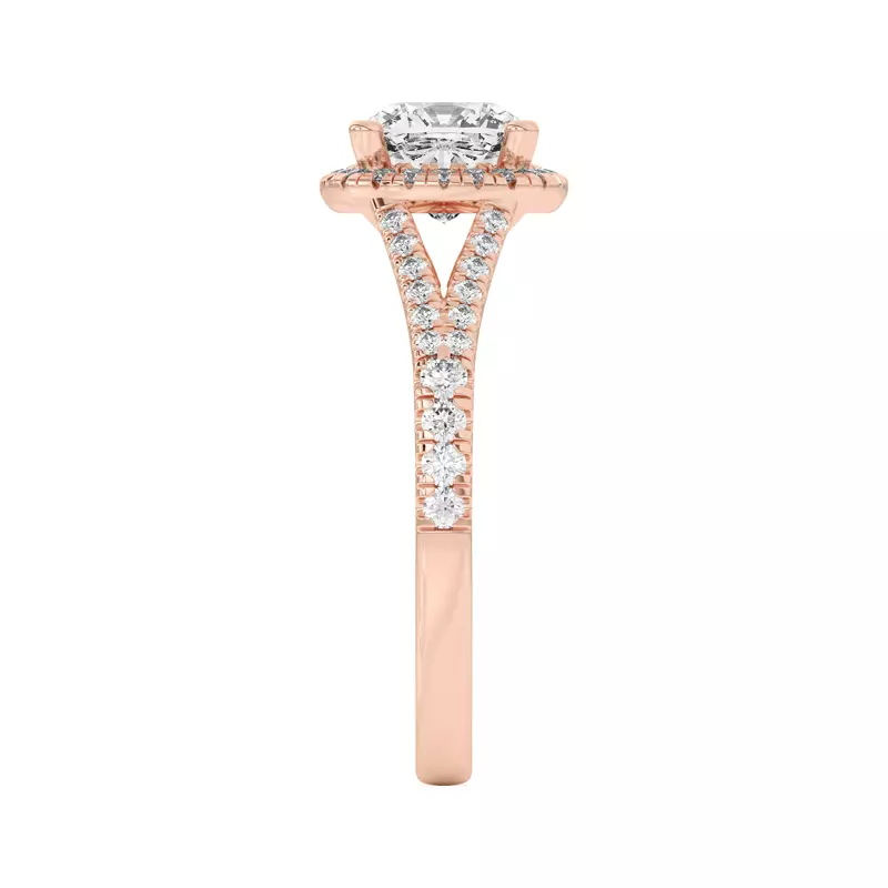 14K Rose Gold Clarissa Split Shank Halo Engagement Ring