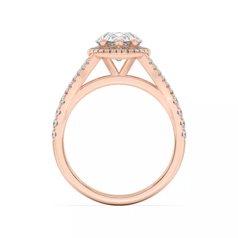 14K Rose Gold Clarissa Split Shank Halo Engagement Ring