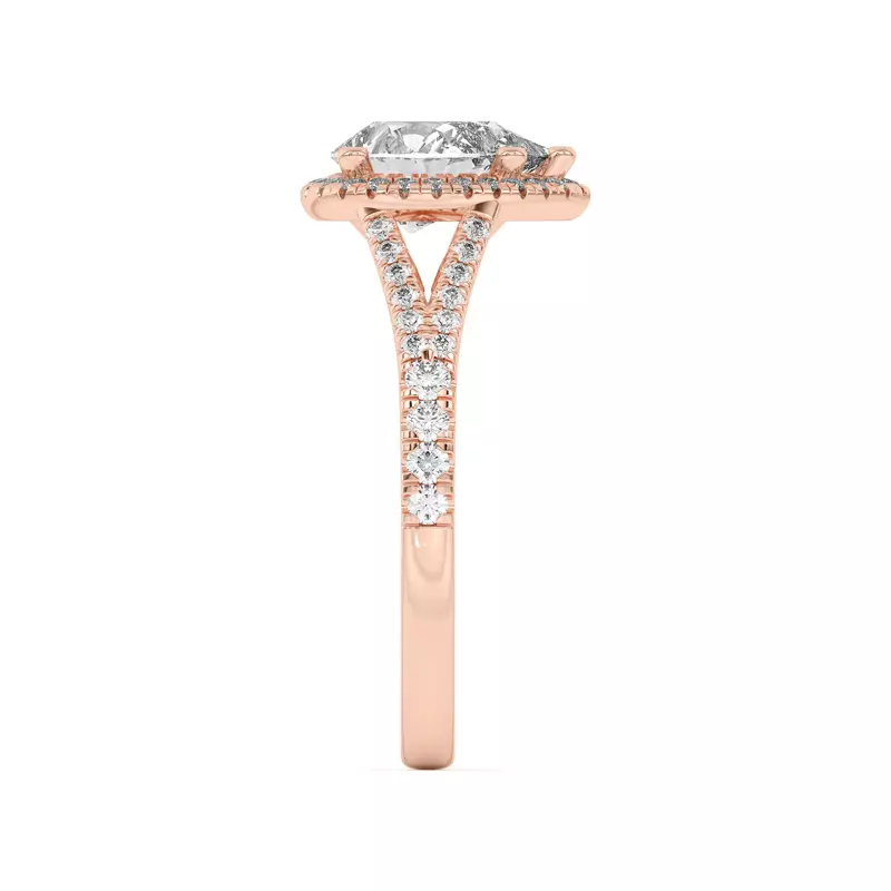 14K Rose Gold Clarissa Split Shank Halo Engagement Ring