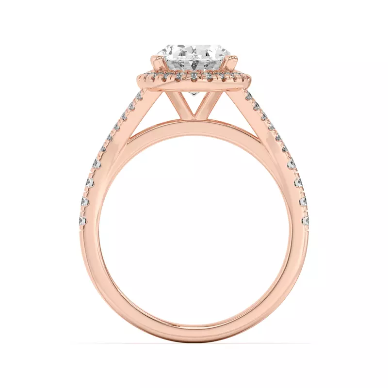 14K Rose Gold Clarissa Split Shank Halo Engagement Ring