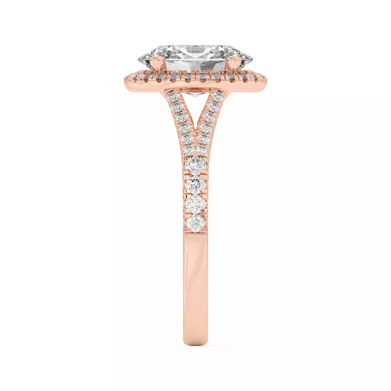 14K Rose Gold Clarissa Split Shank Halo Engagement Ring