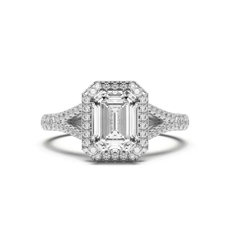 14K White Gold Clarissa Split Shank Halo Engagement Ring