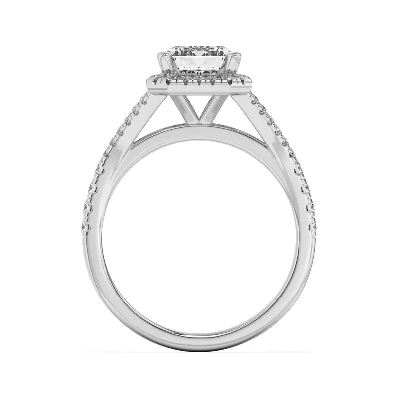 14K White Gold Clarissa Split Shank Halo Engagement Ring