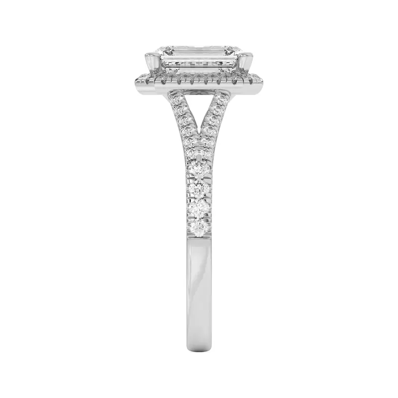 14K White Gold Clarissa Split Shank Halo Engagement Ring