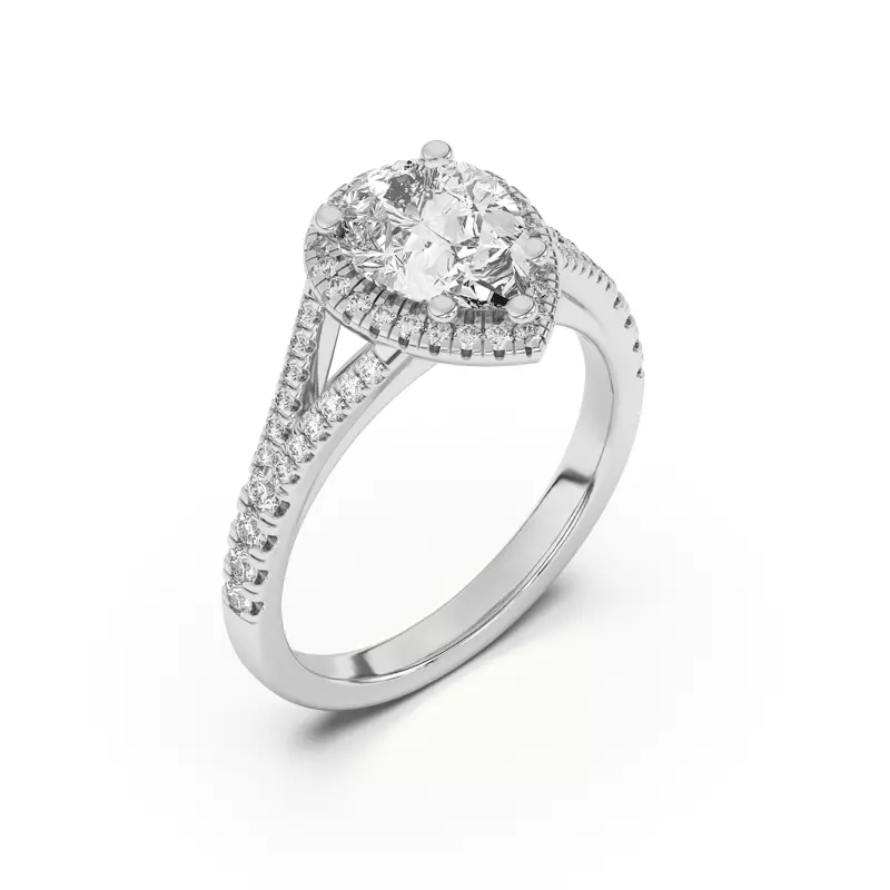 14K White Gold Clarissa Split Shank Halo Engagement Ring