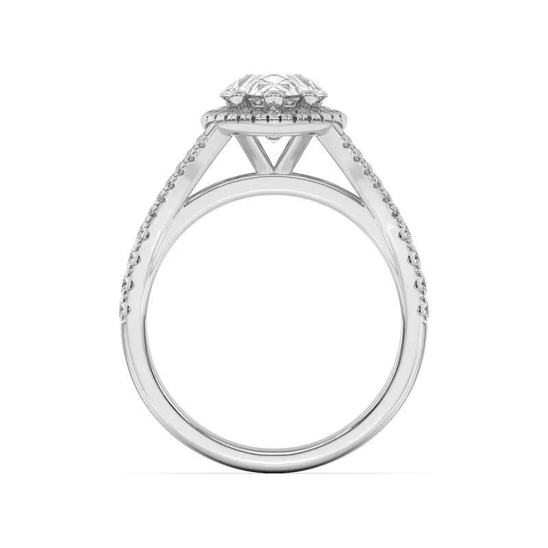 14K White Gold Clarissa Split Shank Halo Engagement Ring