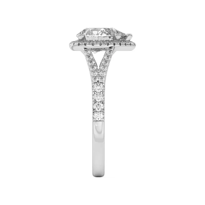 14K White Gold Clarissa Split Shank Halo Engagement Ring
