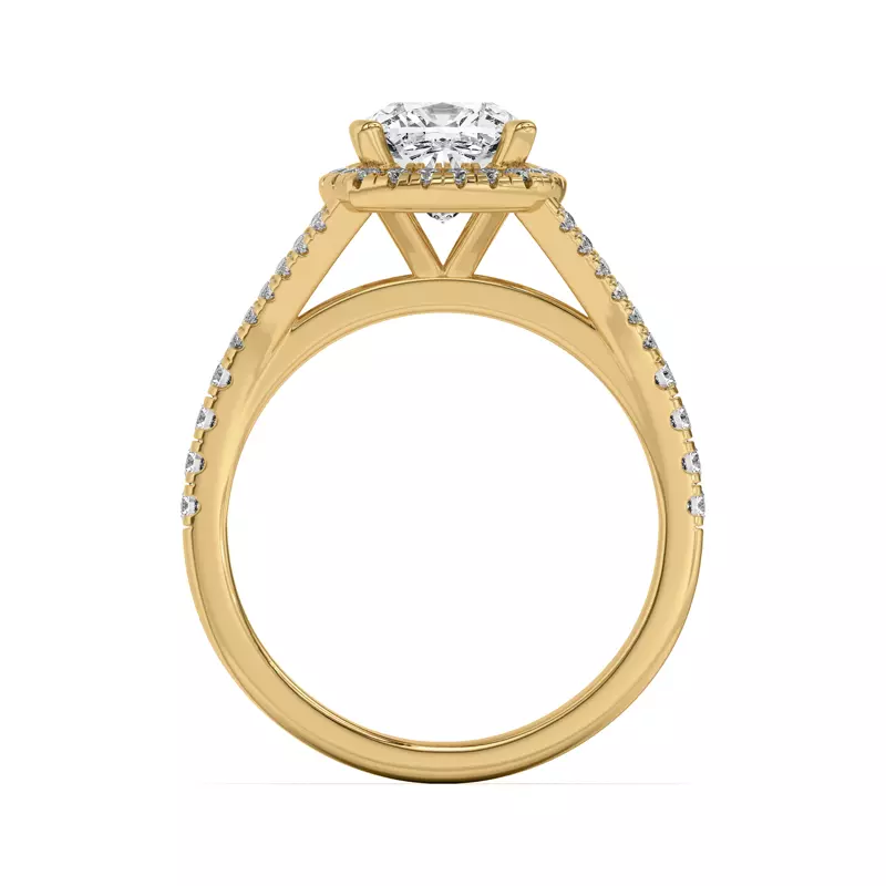 14K Yellow Gold Clarissa Split Shank Halo Engagement Ring
