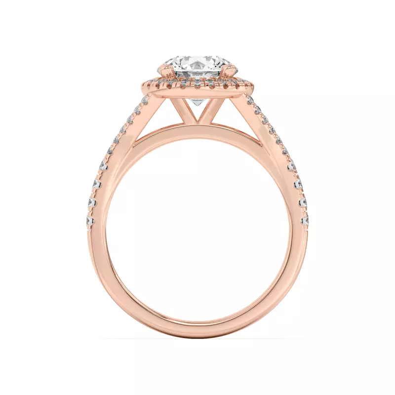 18K Rose Gold Clarissa Split Shank Halo Engagement Ring