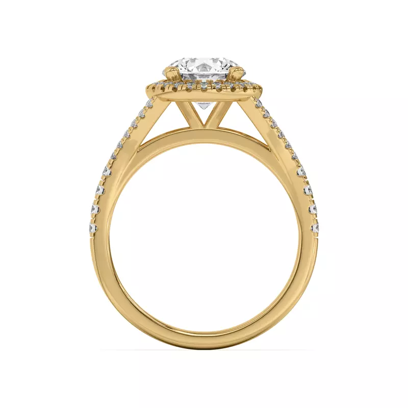 18K Yellow Gold Clarissa Split Shank Halo Engagement Ring