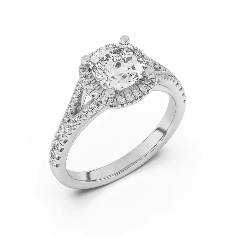 Platinum Clarissa Split Shank Halo Engagement Ring