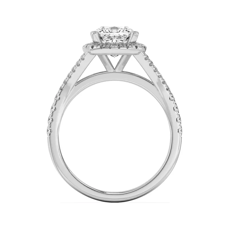 Platinum Clarissa Split Shank Halo Engagement Ring
