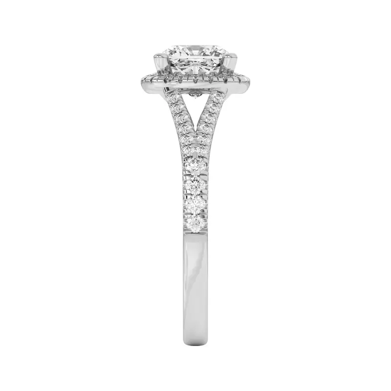 Platinum Clarissa Split Shank Halo Engagement Ring