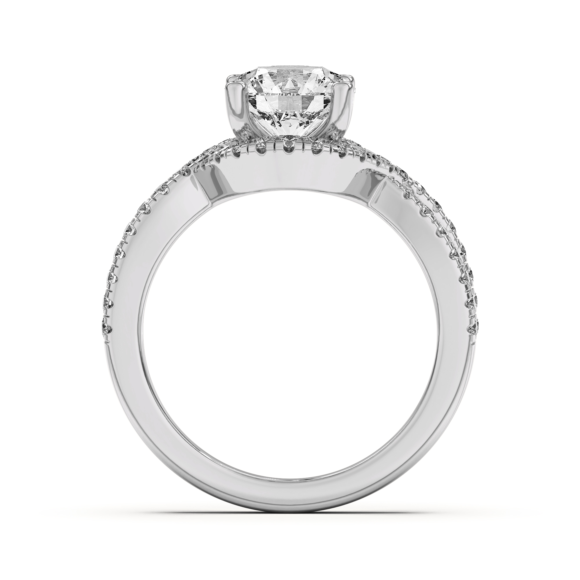 14K White Gold Desiree Crossover Floating Halo Engagement Ring