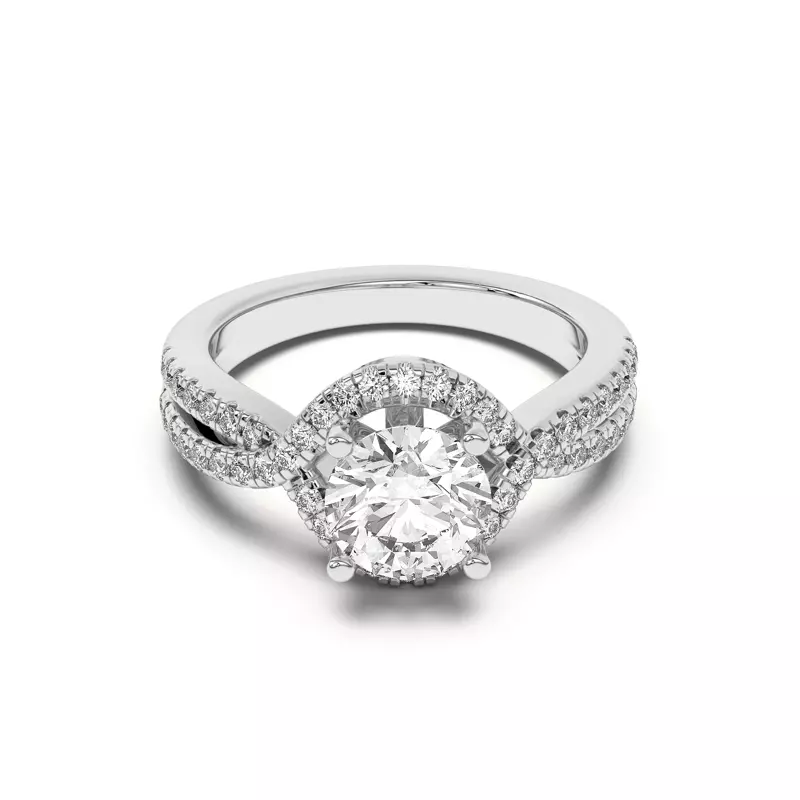 Platinum Desiree Crossover Floating Halo Engagement Ring