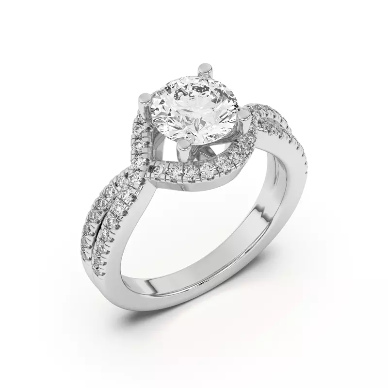 Platinum Desiree Crossover Floating Halo Engagement Ring