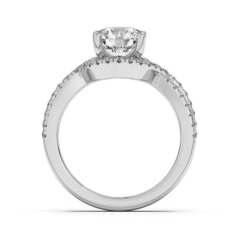 Platinum Desiree Crossover Floating Halo Engagement Ring