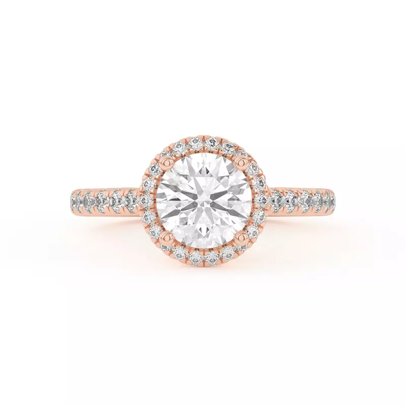 14K Rose Gold Estelle Classic Pavé Cathedral Halo Engagement Ring