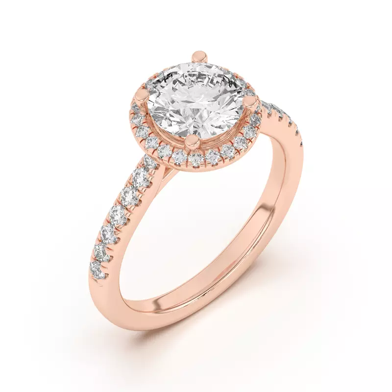 14K Rose Gold Estelle Classic Pavé Cathedral Halo Engagement Ring