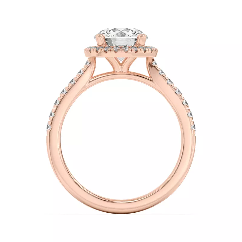 14K Rose Gold Estelle Classic Pavé Cathedral Halo Engagement Ring