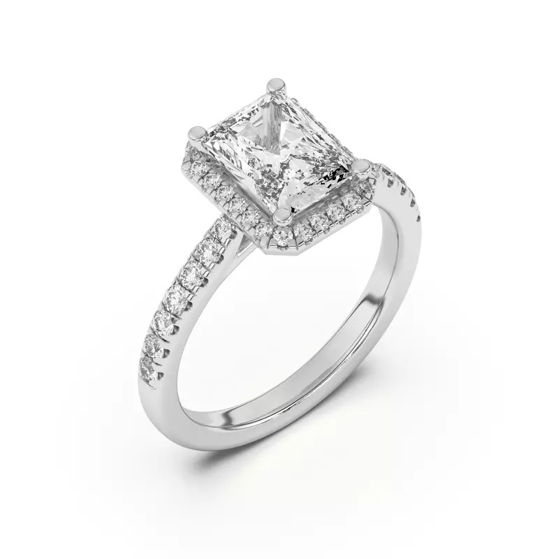 14K White Gold Estelle Classic Pavé Cathedral Halo Engagement Ring