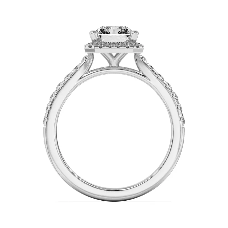 14K White Gold Estelle Classic Pavé Cathedral Halo Engagement Ring