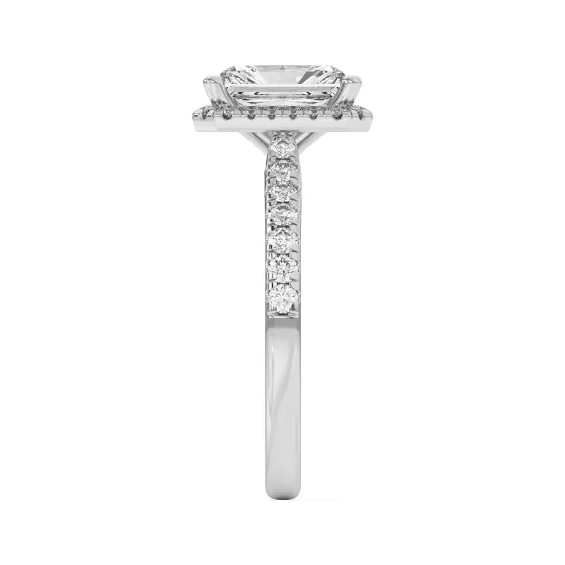 14K White Gold Estelle Classic Pavé Cathedral Halo Engagement Ring
