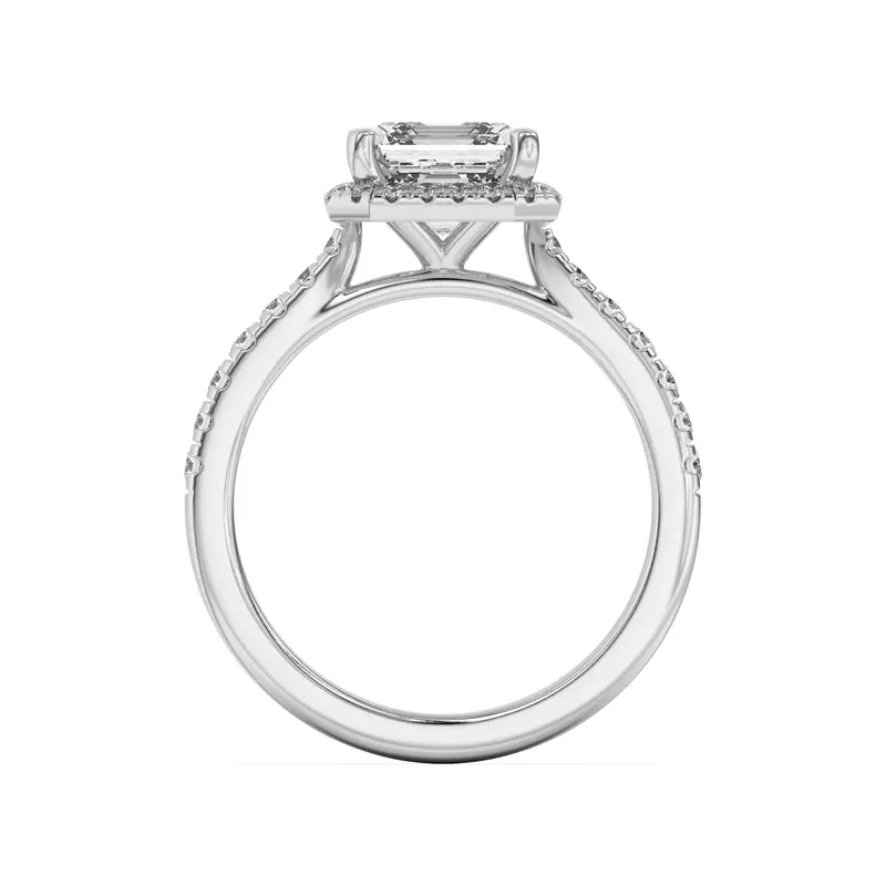 14K White Gold Estelle Classic Pavé Cathedral Halo Engagement Ring