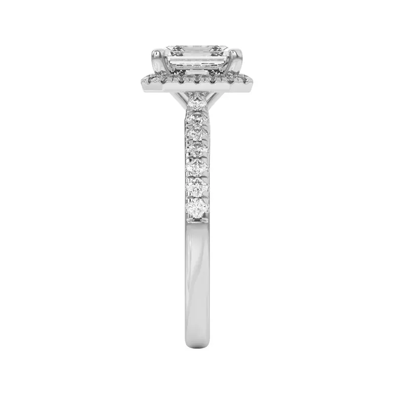 14K White Gold Estelle Classic Pavé Cathedral Halo Engagement Ring