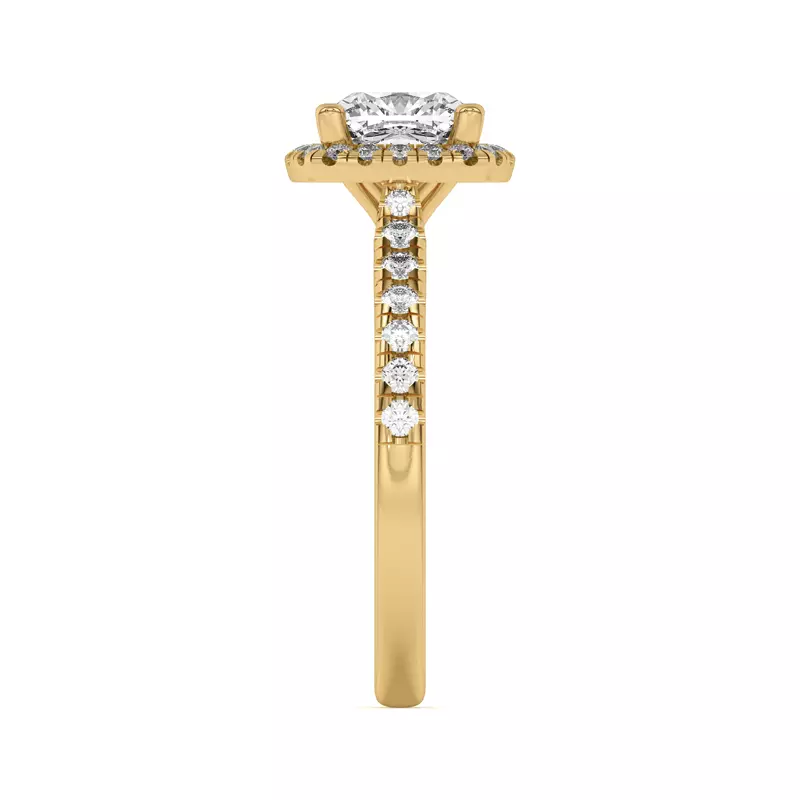14K Yellow Gold Estelle Classic Pavé Cathedral Halo Engagement Ring