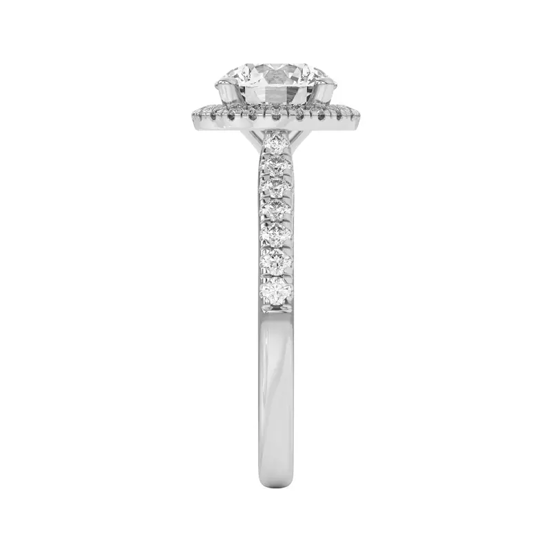 18K White Gold Estelle Classic Pavé Cathedral Halo Engagement Ring