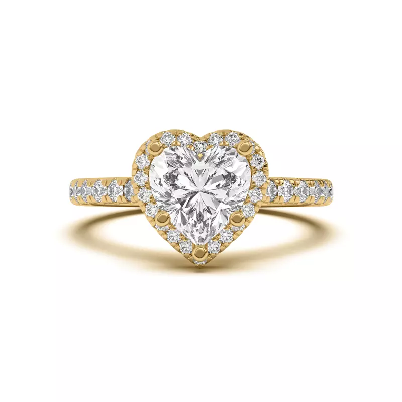 18K Yellow Gold Estelle Classic Pavé Cathedral Halo Engagement Ring
