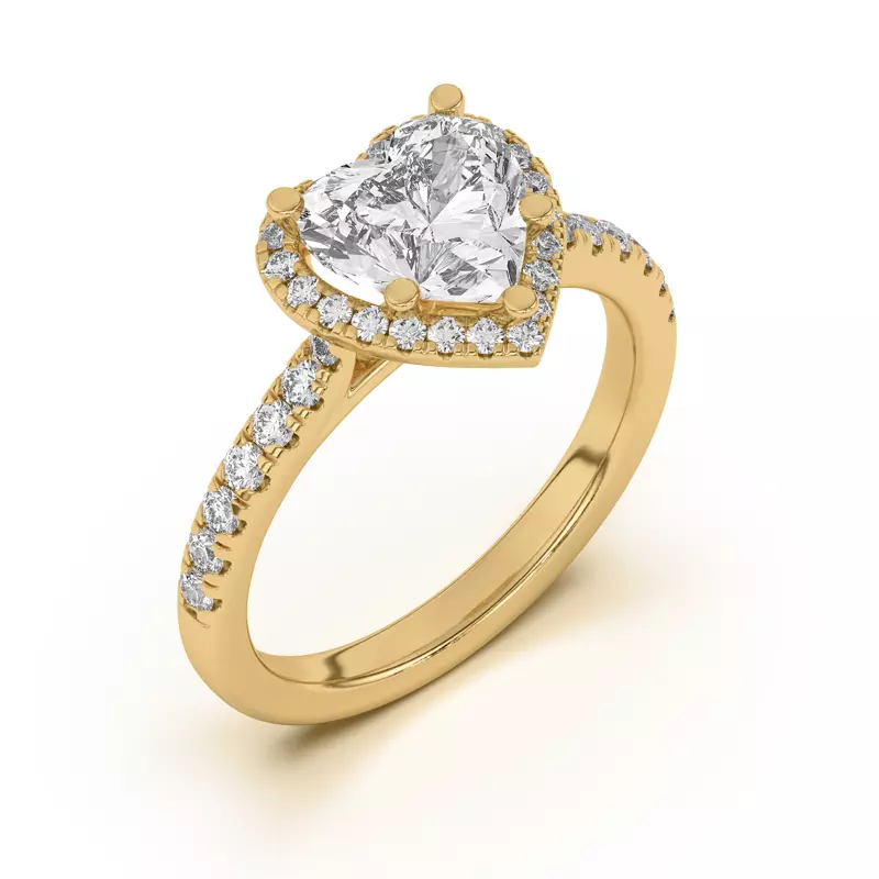 18K Yellow Gold Estelle Classic Pavé Cathedral Halo Engagement Ring