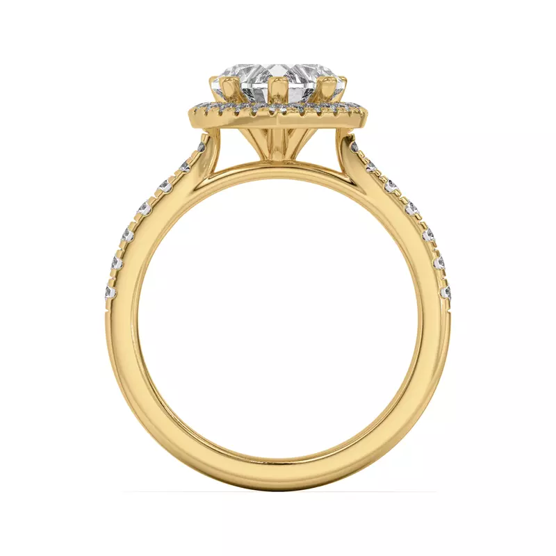 18K Yellow Gold Estelle Classic Pavé Cathedral Halo Engagement Ring