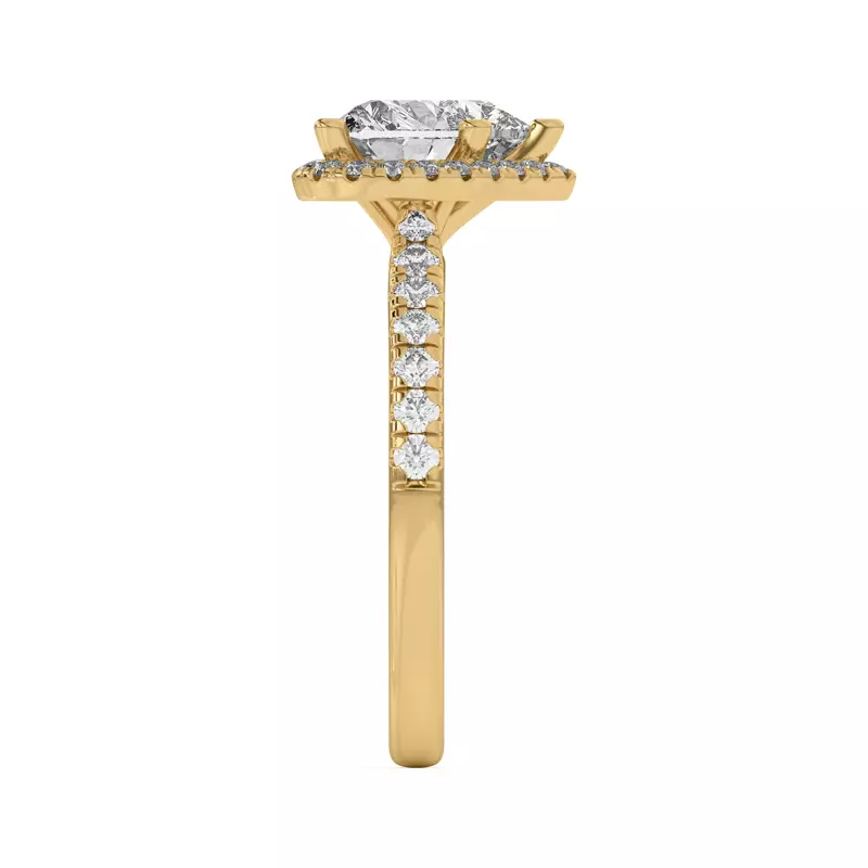 18K Yellow Gold Estelle Classic Pavé Cathedral Halo Engagement Ring